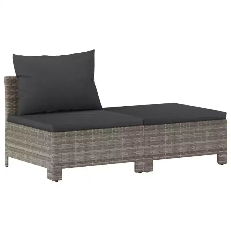 vidaXL 7-teiliges Garten-Lounge-Set mit Sitzkissen, grauer Poly-Rattan
