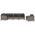 vidaXL 6 Piece Patio Lounge Set with Cushions Gray Poly Rattan