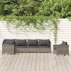 vidaXL Set da salotto da patio da 6 pezzi con cuscini, polirattan grigio
