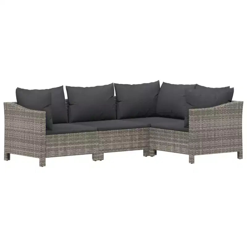 vidaXL Set da salotto da patio da 6 pezzi con cuscini, polirattan grigio
