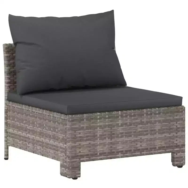vidaXL Set da salotto da patio da 6 pezzi con cuscini, polirattan grigio