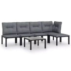 vidaXL Patio Lounge Set Sofa for Garden or Lawn, Black and Gray Poly Rattan, Modular Outdoor Furniture