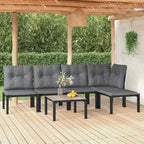 Ensemble de salon de jardin vidaXL pour terrasse, canapé pour jardin ou pelouse, polyrotin noir et gris, mobilier d’extérieur modulaire