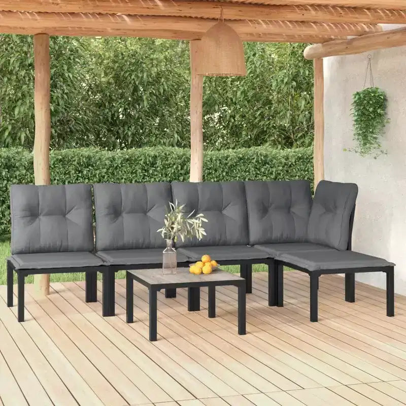 Ensemble de salon de jardin vidaXL pour terrasse, canapé pour jardin ou pelouse, polyrotin noir et gris, mobilier d’extérieur modulaire