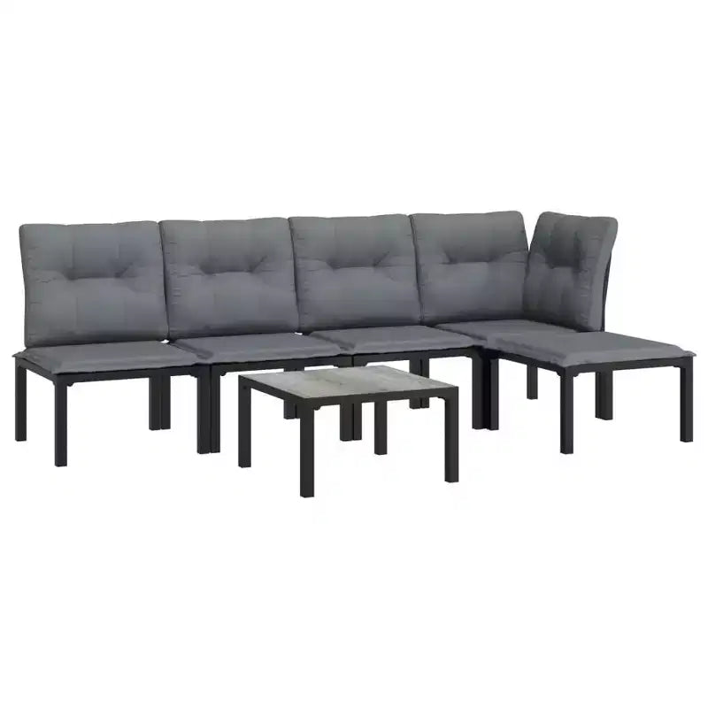 Ensemble de salon de jardin vidaXL pour terrasse, canapé pour jardin ou pelouse, polyrotin noir et gris, mobilier d’extérieur modulaire