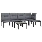 Ensemble de salon de jardin vidaXL pour terrasse, canapé pour jardin ou pelouse, polyrotin noir et gris, mobilier d’extérieur modulaire