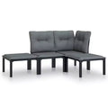 vidaXL Patio Lounge Set Sofa for Garden Lawn Black and Gray Poly Rattan