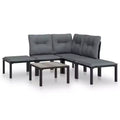 vidaXL Patio Lounge Set Outdoor Patio Furniture Black and Gray Poly Rattan