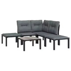 Ensemble de salon de jardin vidaXL, mobilier d’extérieur en polyrotin noir et gris