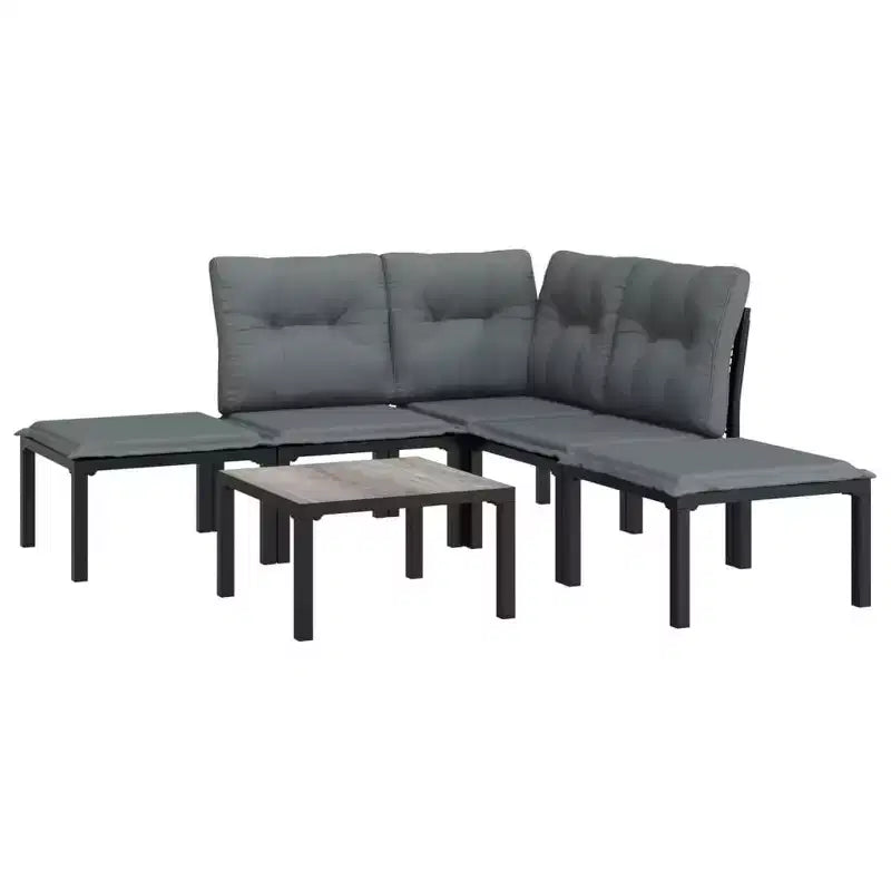 Ensemble de salon de jardin vidaXL, mobilier d’extérieur en polyrotin noir et gris