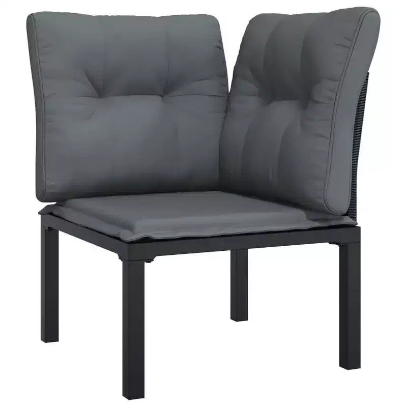 Ensemble de salon de jardin vidaXL, mobilier d’extérieur en polyrotin noir et gris
