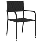 vidaXL Garten-Essgruppe aus schwarzem Poly-Rattan, Stahl und gehärtetem Glas – Tischlänge 63, 4-teilig