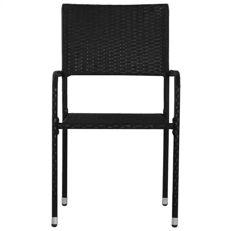 vidaXL Garten-Essgruppe aus schwarzem Poly-Rattan, Stahl und gehärtetem Glas – Tischlänge 63, 4-teilig