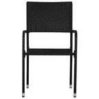 vidaXL Garten-Essgruppe aus schwarzem Poly-Rattan, Stahl und gehärtetem Glas – Tischlänge 63, 4-teilig