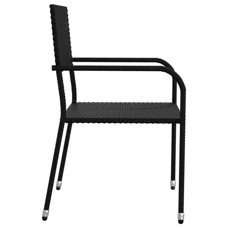 vidaXL Garten-Essgruppe aus schwarzem Poly-Rattan, Stahl und gehärtetem Glas – Tischlänge 63, 4-teilig
