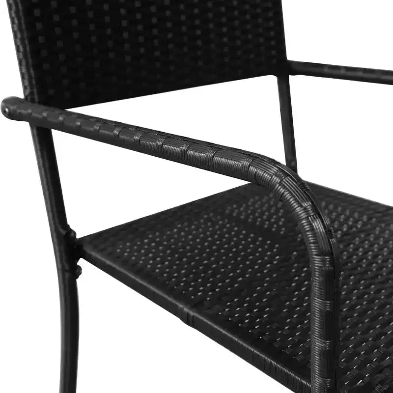 vidaXL Garten-Essgruppe aus schwarzem Poly-Rattan, Stahl und gehärtetem Glas – Tischlänge 63, 4-teilig