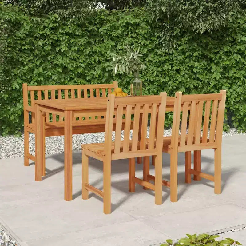 vidaXL Garten-Essgruppe aus fein geschliffenem Teak-Hartholz, mittelgroß