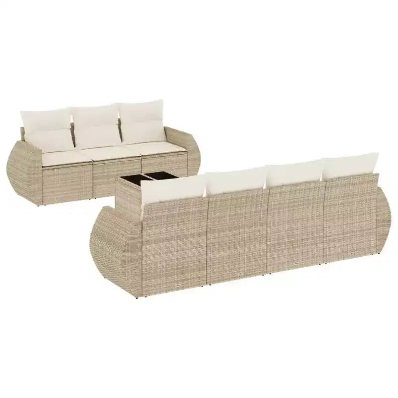 vidaXL Garden Sofa Set Beige PE Rattan L:98.4 in UV-resistant materials