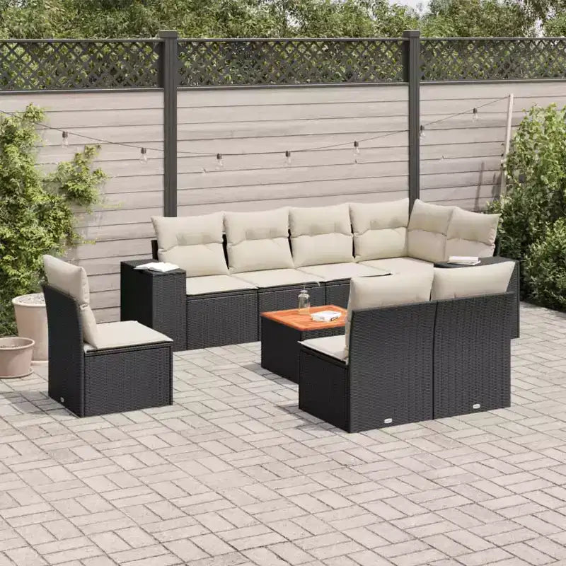 vidaXL Gartensofa-Set Schwarz, Cremeweiß