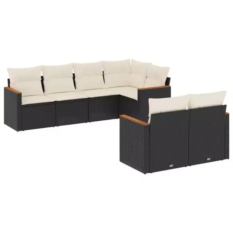 vidaXL Garden Sofa Set Black PE Rattan 7 Piece Set
