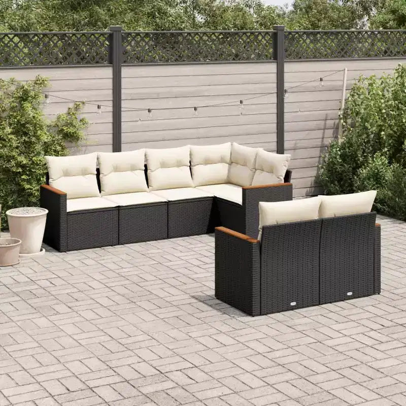 Set di divani da giardino vidaXL nero in rattan PE, set da 7 pezzi