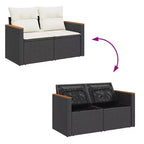 Set di divani da giardino vidaXL nero in rattan PE, set da 7 pezzi