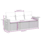 vidaXL Gartensofa-Set, schwarzes PE-Rattan, 3-teilig, mit abnehmbaren Bezügen