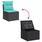 vidaXL Gartensofa-Set, schwarzes PE-Rattan, 3-teilig, mit abnehmbaren Bezügen