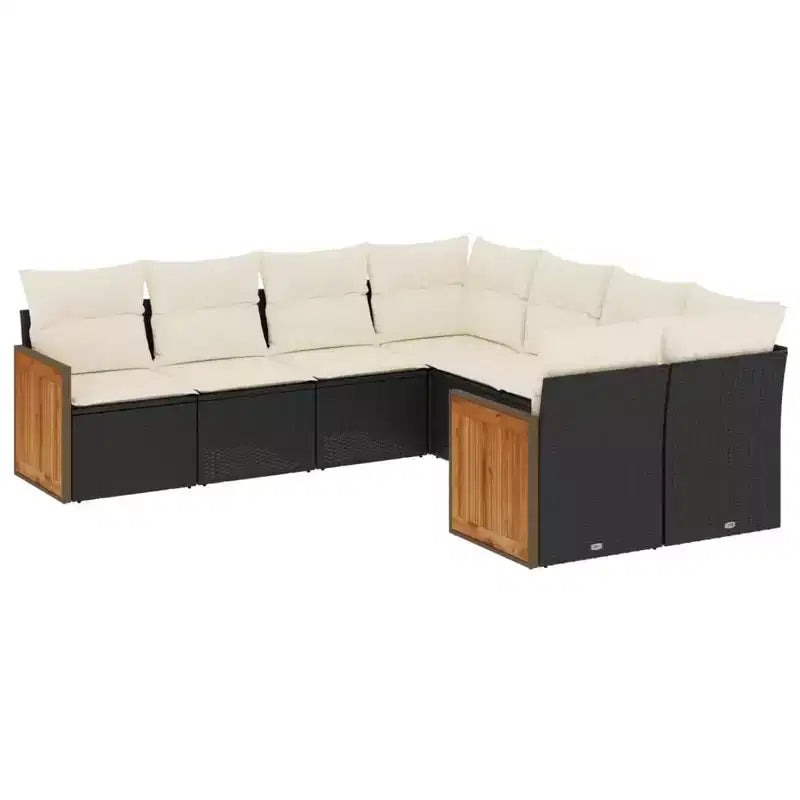 vidaXL Garden Sofa Set Black PE Rattan Large Adjustable Feet
