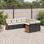 Set di divani da giardino vidaXL, rattan PE nero, grande, con piedini regolabili