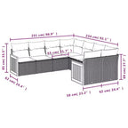 Set di divani da giardino vidaXL, rattan PE nero, grande, con piedini regolabili