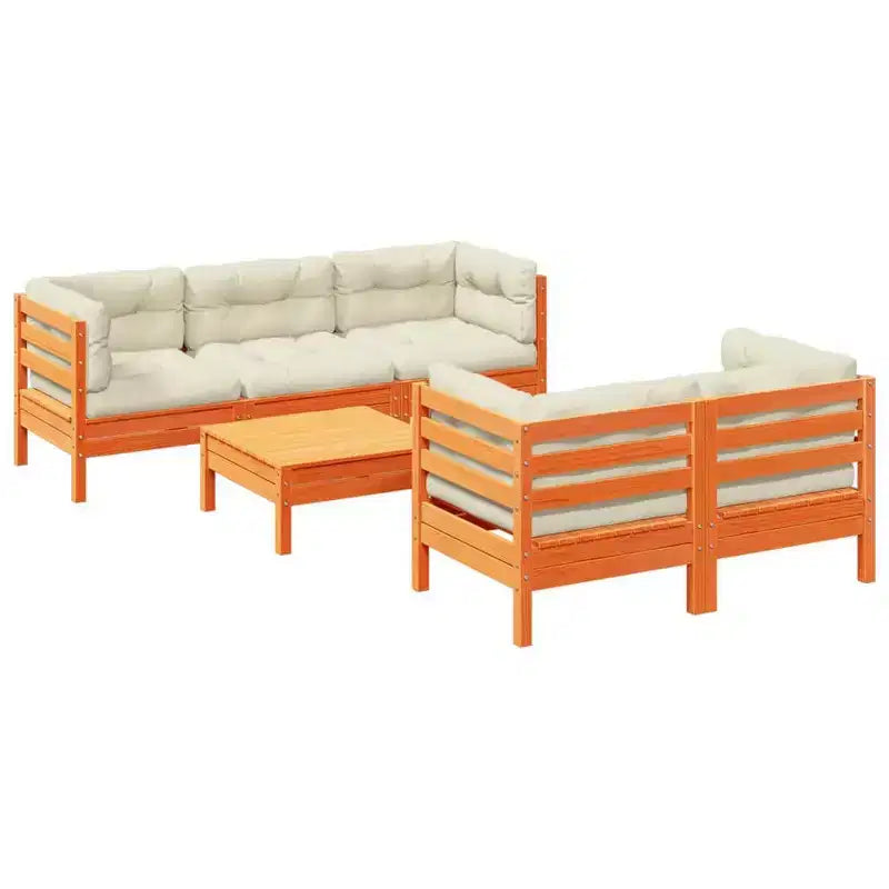 vidaXL Garden Sofa Set Wax Brown and Cream