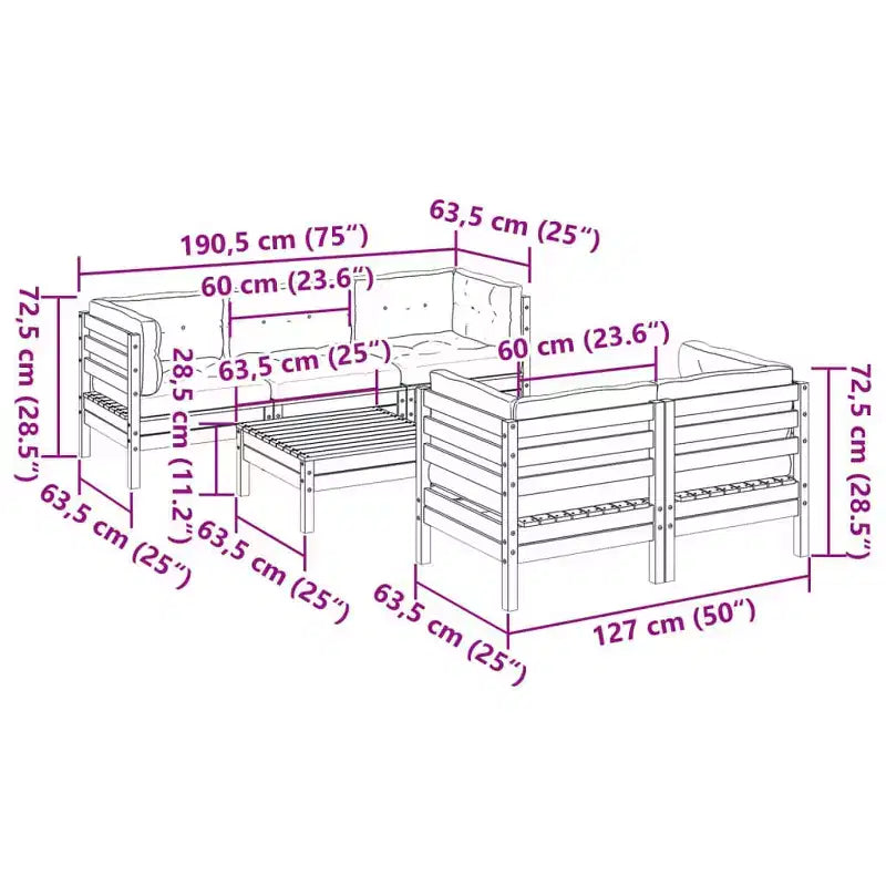vidaXL Gartensofa-Set Wachsgrau und Creme