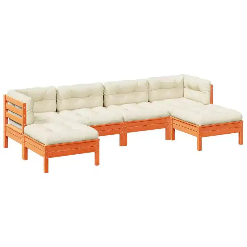 vidaXL Garden Sofa Set Wax Brown Solid Pine Wood Large Modular