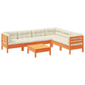 vidaXL Garden Sofa Set Wax brown Solid pine wood, Oxford fabric, PP cotton