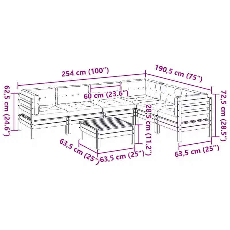 vidaXL Set di divani da giardino, marrone cerato, legno massello di pino, tessuto Oxford, cotone PP