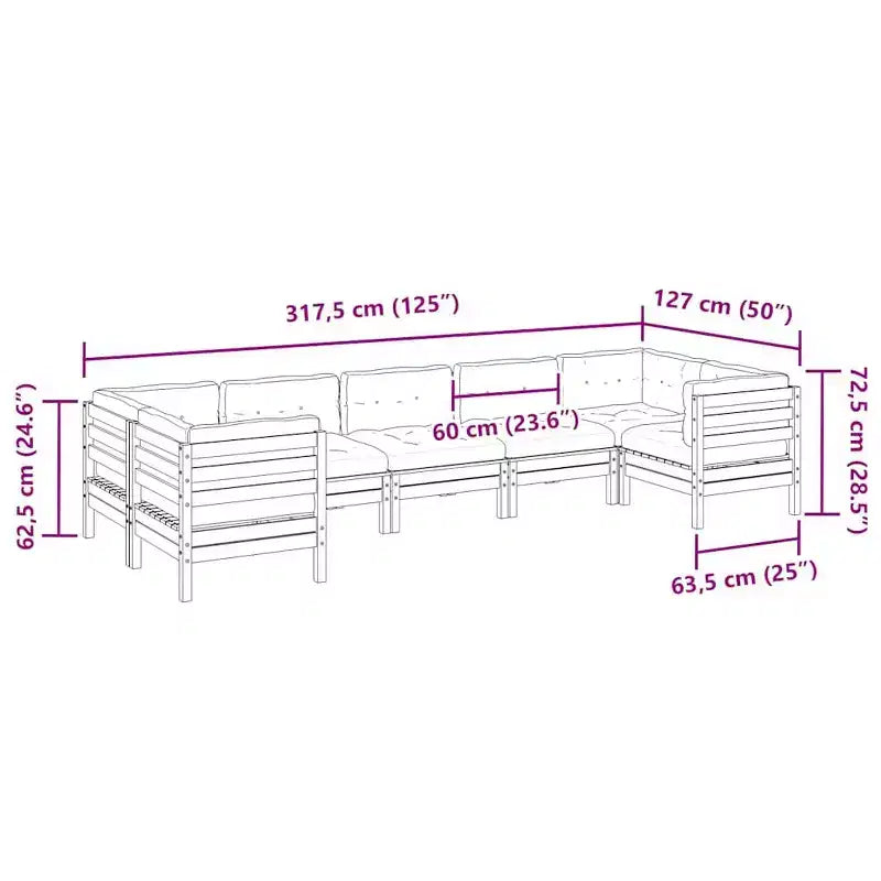 Set di divani da giardino vidaXL, marrone cerato, crema