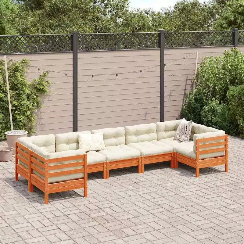 Set di divani da giardino vidaXL, marrone cerato, crema
