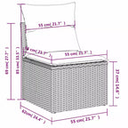 Set di divani da patio vidaXL da 7 pezzi con cuscini, polirattan nero