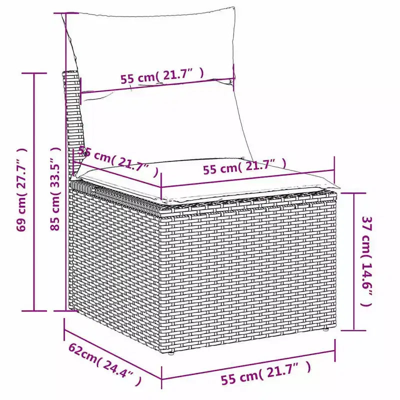 Set di divani da patio vidaXL da 7 pezzi con cuscini, polirattan nero
