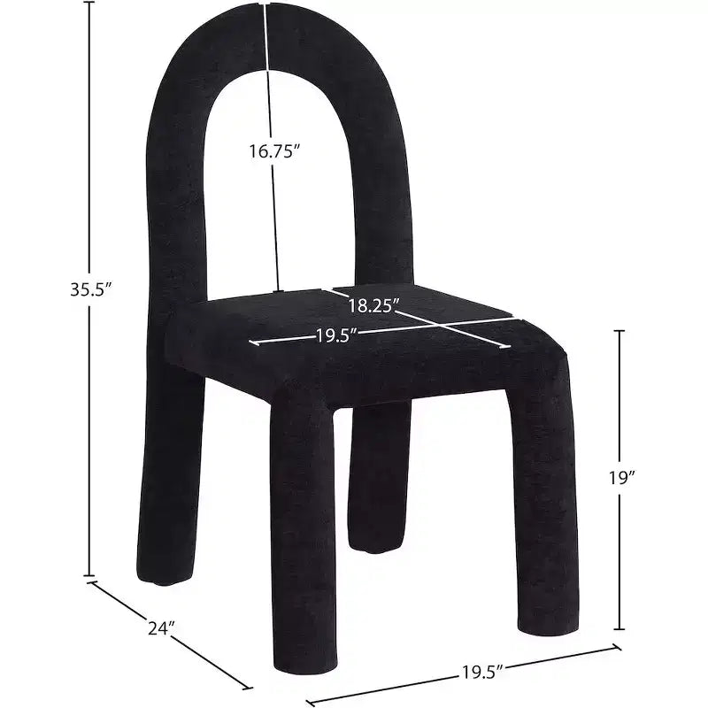 Chaise de salle à manger en tissu chenille Amari de Meridian Furniture, lot de 2