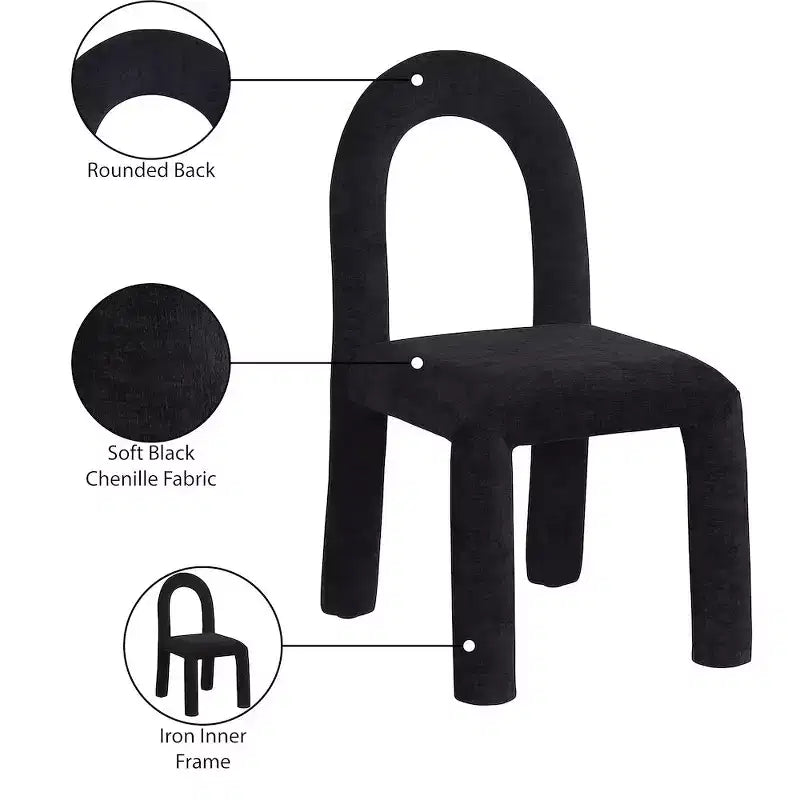 Chaise de salle à manger en tissu chenille Amari de Meridian Furniture, lot de 2