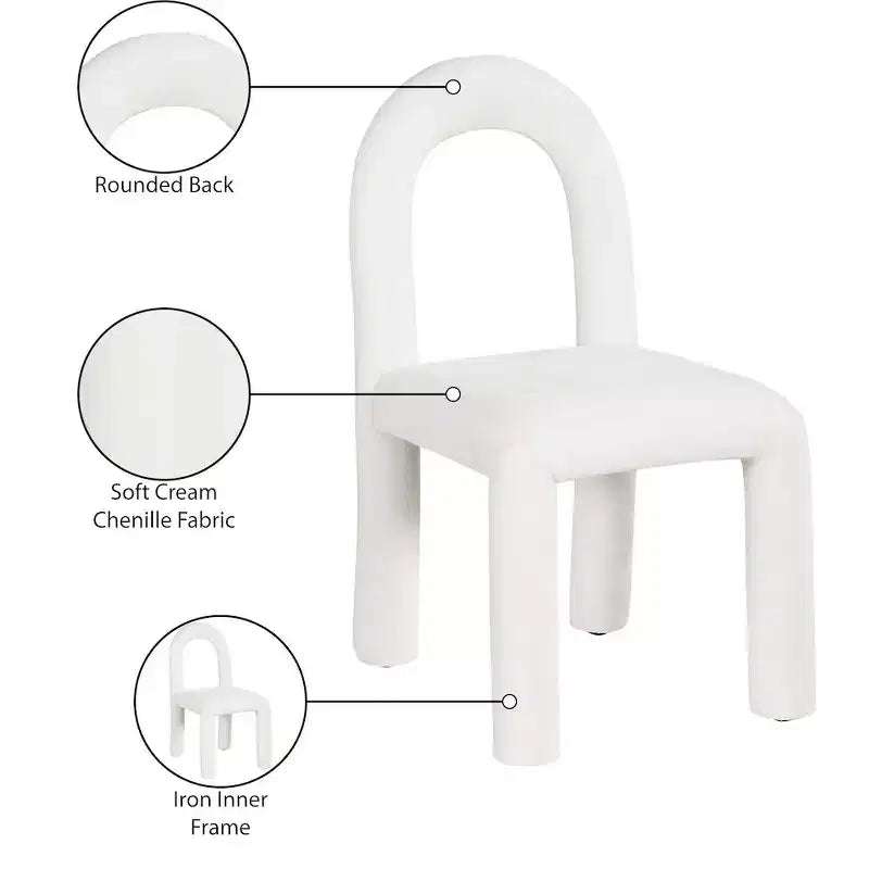 Chaise de salle à manger en tissu chenille Amari de Meridian Furniture, lot de 2