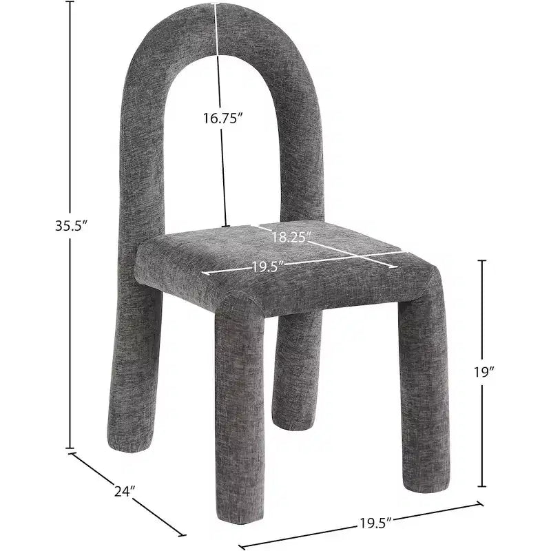 Chaise de salle à manger en tissu chenille Amari de Meridian Furniture, lot de 2