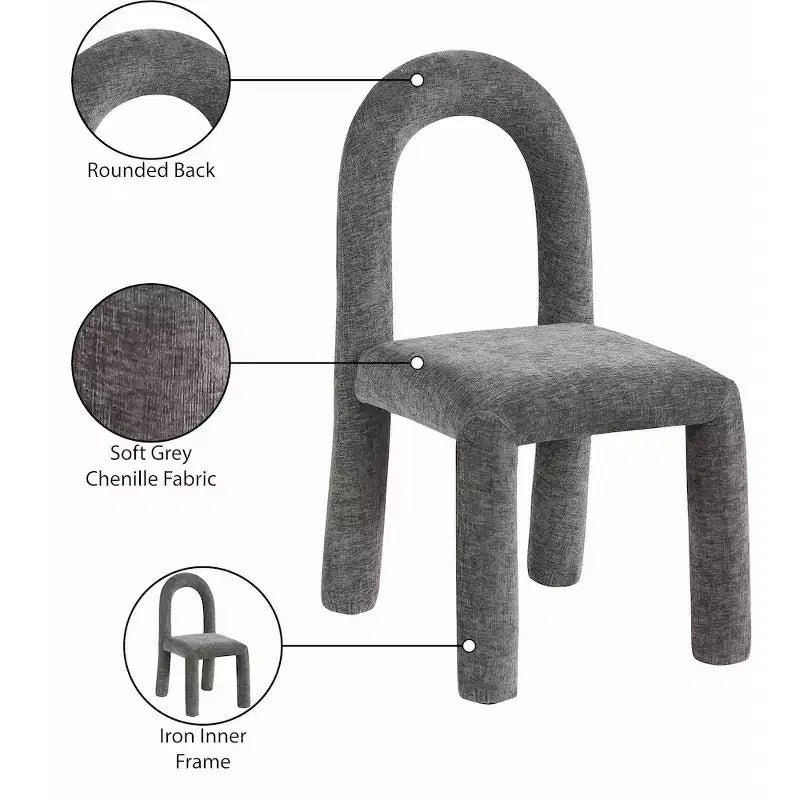 Chaise de salle à manger en tissu chenille Amari de Meridian Furniture, lot de 2