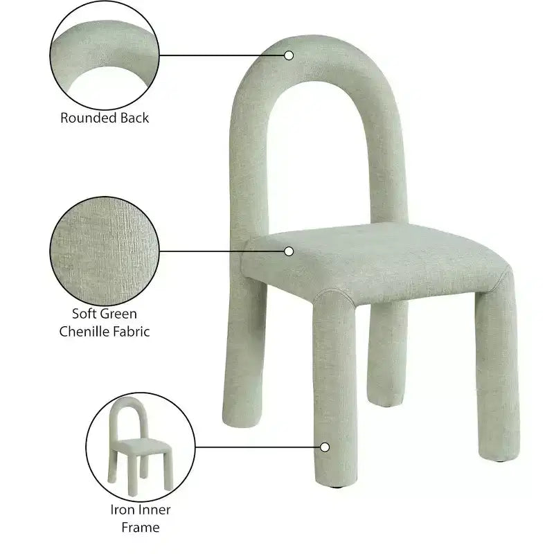 Chaise de salle à manger en tissu chenille Amari de Meridian Furniture, lot de 2