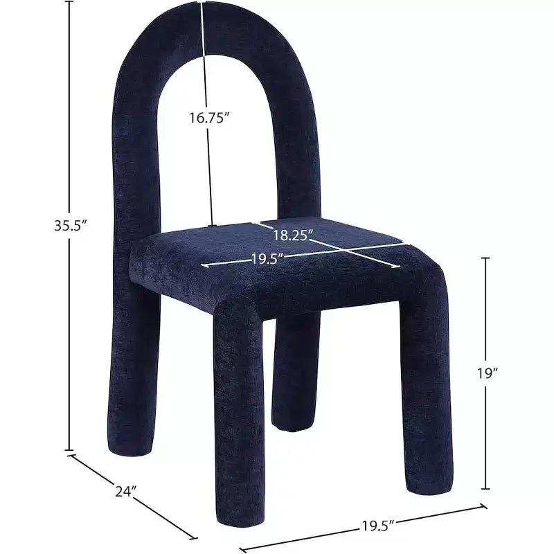 Chaise de salle à manger en tissu chenille Amari de Meridian Furniture, lot de 2