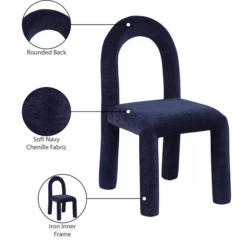 Chaise de salle à manger en tissu chenille Amari de Meridian Furniture, lot de 2