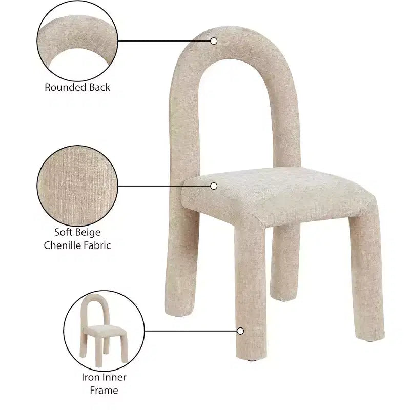 Chaise de salle à manger en tissu chenille Amari de Meridian Furniture, lot de 2