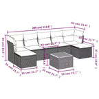 vidaXL 8-teiliges Gartensofaset mit Kissen, schwarzes und blaues Poly-Rattan